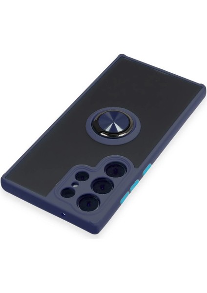 Samsung Galaxy S23 Ultra Kılıf Montreal Yüzüklü Silikon Kapak - Lacivert fırsatları