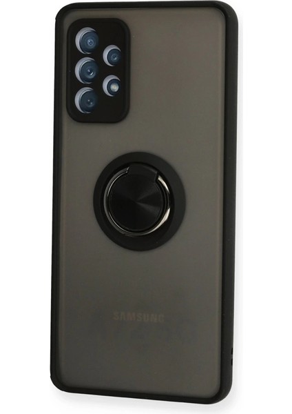 Samsung Galaxy A72 Kılıf Montreal Yüzüklü Silikon Kapak - Siyah fiyatları