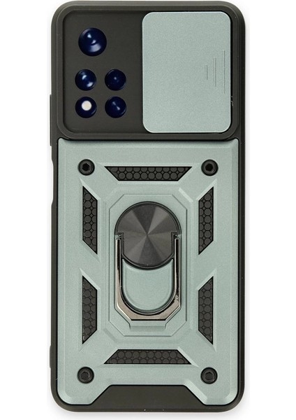 Xiaomi Redmi Note 11T Kılıf Pars Lens Yüzüklü Silikon - Yeşil