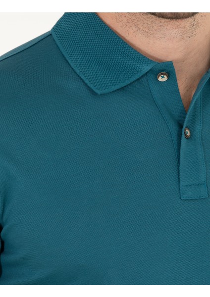 Erkek Yeşil Slim Fit Polo Yaka Merserize Tişört 50262665-VR055