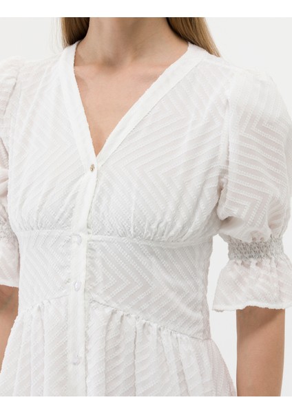 Kadın Ekru Regular Fit Dokuma Elbise 50262635-VR019