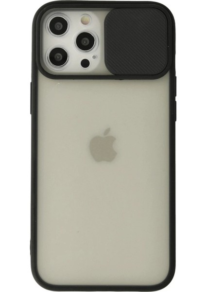 Iphone 12 Pro Max Kılıf Palm Buzlu Kamera Sürgülü Silikon - Siyah