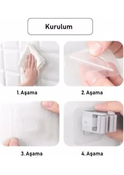 Yapışkanlı Pratik Mop Temizlik Fırçası Tutucu Asma Askı Aparatı Paspas Sapı Tutucu 1 Adet M-310 fiyatları