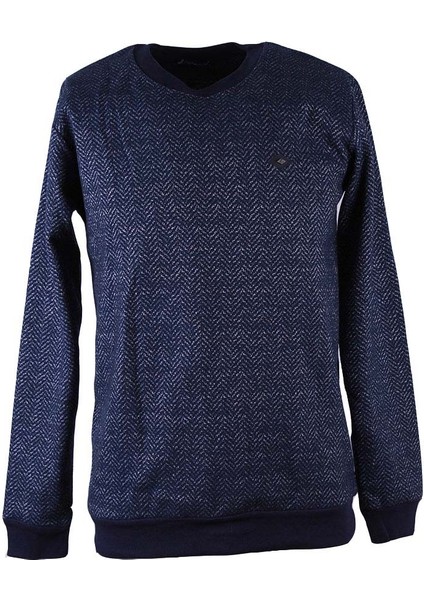 Bis Yaka Selanik Ringel Lacivert Erkek Sweatshirt 333