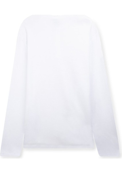 Uzun Kollu Önü Düğmeli Beyaz Sweatshırt fiyatları