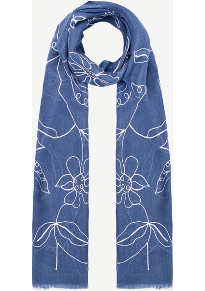 Çiçek Nakışlı Yün Şal