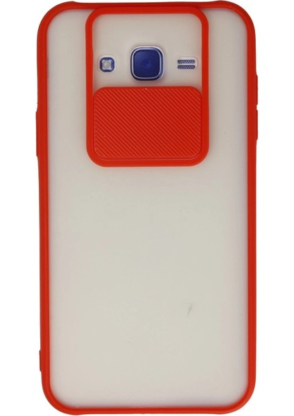 Samsung Galaxy J7 Kılıf Palm Buzlu Kamera Sürgülü Silikon - Kırmızı