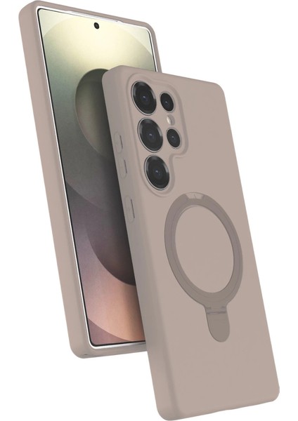 Samsung Galaxy S23 Ultra Regal Magsafe Standlı Kapak - Çöl Titanyum