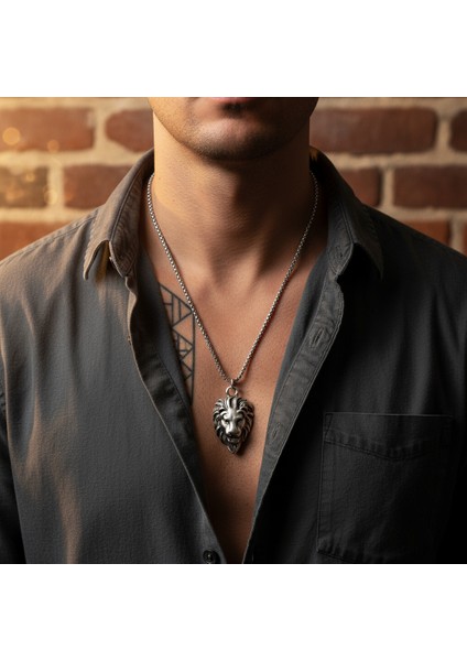 Aslan Gümüş Kaplama Örme Zincir Kolye fiyatları