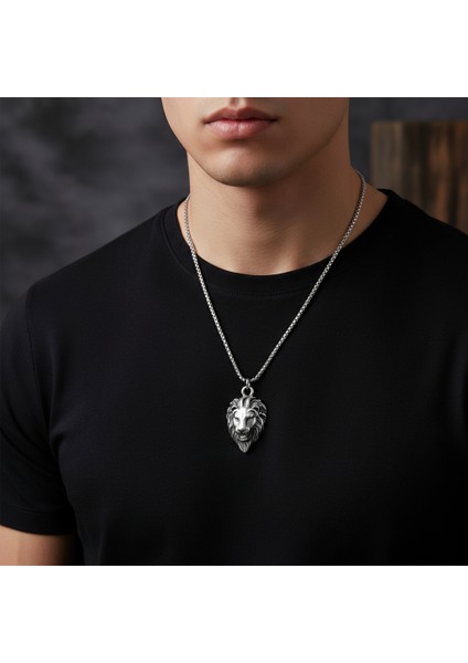 Aslan Gümüş Kaplama Örme Zincir Kolye fırsatları