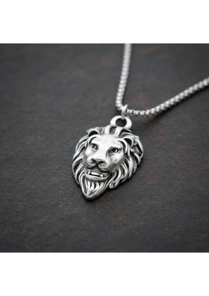 Aslan Gümüş Kaplama Örme Zincir Kolye indirimleri