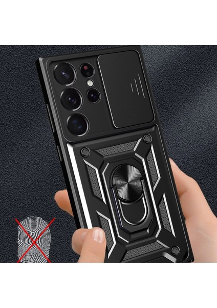 Samsung Galaxy S23 Ultra Kılıf Pars Lens Yüzüklü Silikon - Kırmızı fiyatları