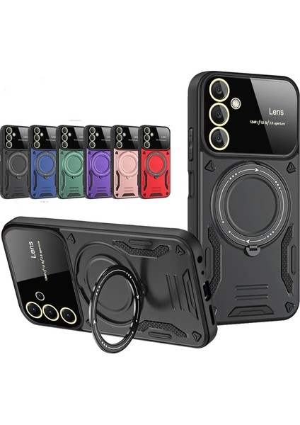 Samsung Galaxy A56 Kılıf Joy Lens Standlı Kapak - Koyu Yeşil fiyatları