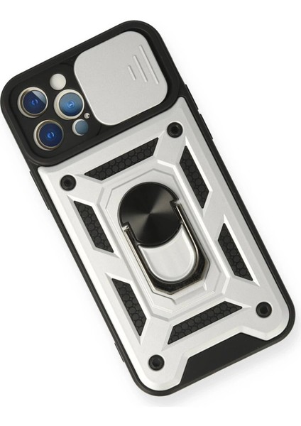 Iphone 12 Pro Kılıf Pars Lens Yüzüklü Silikon - Gümüş modelleri