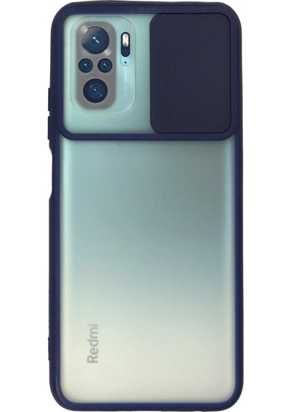 Xiaomi Redmi Note 10 Kılıf Palm Buzlu Kamera Sürgülü Silikon - Lacivert