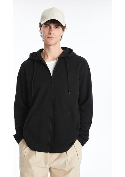 Yeni Sezon Kapüşonlu Uzun Kollu Erkek Fermuarlı Sweatshirt
