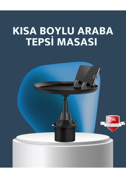 Araç Içi 360° Ayarlanabilir Bardaklık Tepsisi Geniş Yüzeyli ve Telefon Standlı