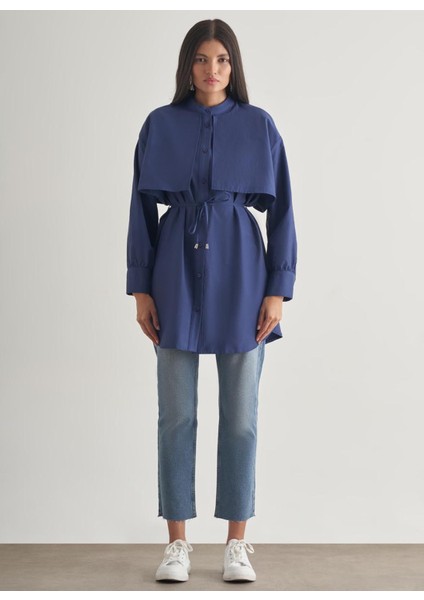 Hakim Yaka Düz Indigo Kadın Tunik M2MZ1030210242
