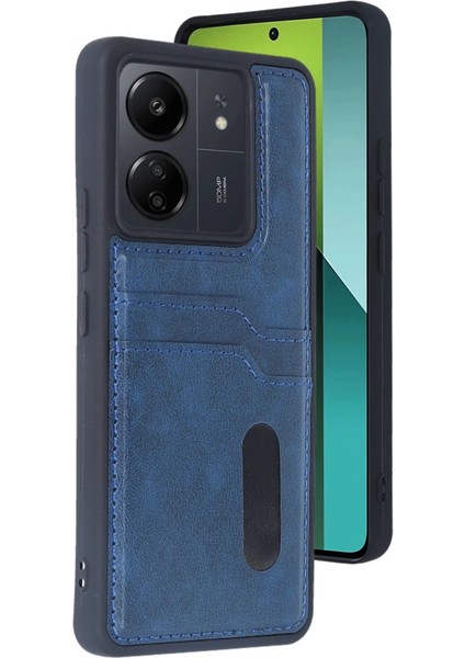 Xiaomi Redmi 13C Kılıf Sara Kartvizitli Deri Kılıf - Lacivert