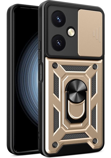 Vivo Y27 Kılıf Pars Lens Yüzüklü Silikon - Gold