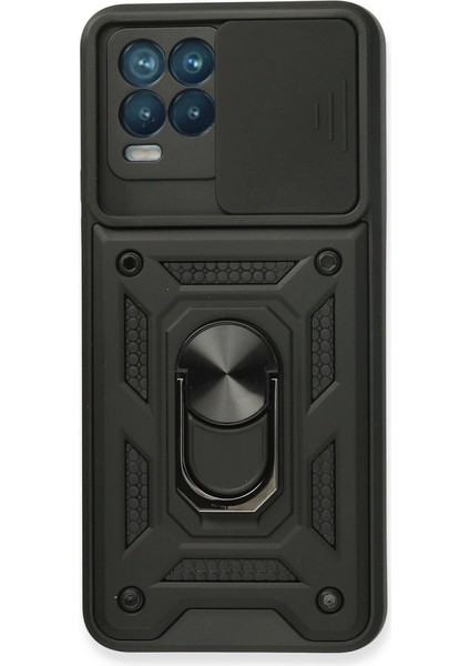 Realme 8 Kılıf Pars Lens Yüzüklü Silikon - Siyah