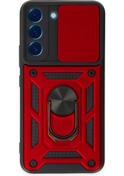 Samsung Galaxy S23 Fe Kılıf Pars Lens Yüzüklü Silikon - Kırmızı