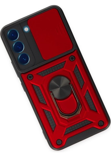 Samsung Galaxy S23 Fe Kılıf Pars Lens Yüzüklü Silikon - Kırmızı modelleri