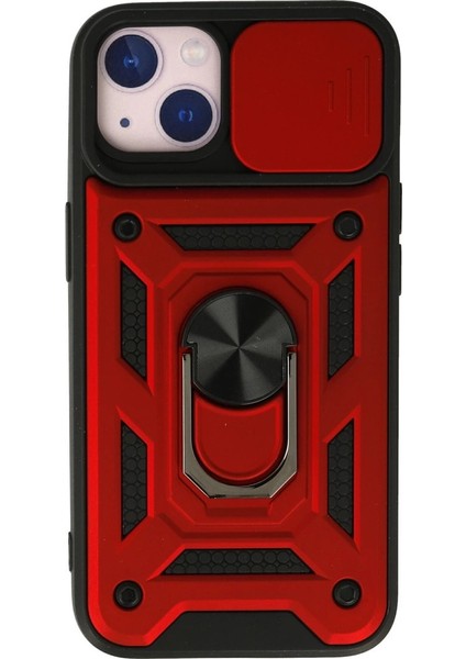 Iphone 15 Kılıf Pars Lens Yüzüklü Silikon - Kırmızı