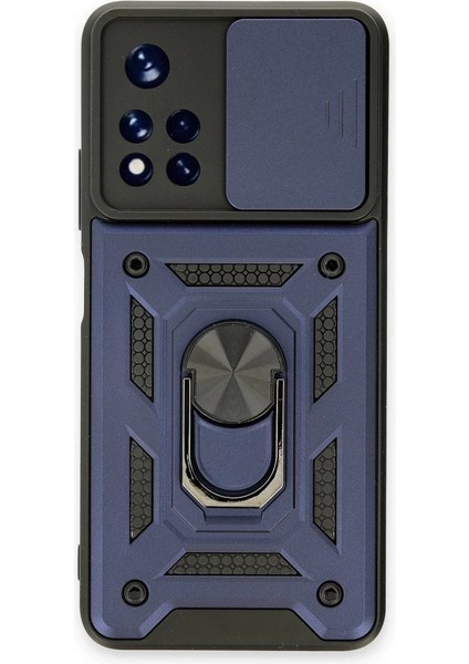 Xiaomi Poco M4 Pro 5g Kılıf Pars Lens Yüzüklü Silikon - Lacivert