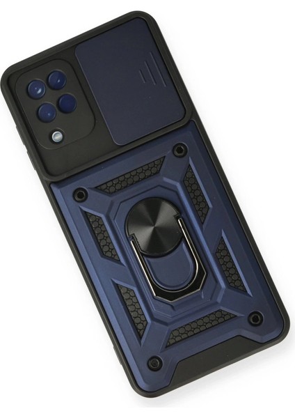 Samsung Galaxy A12 Kılıf Pars Lens Yüzüklü Silikon - Lacivert modelleri