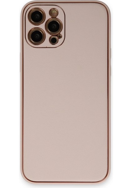 Iphone 12 Pro Kılıf Coco Deri Silikon Kapak - Pudra