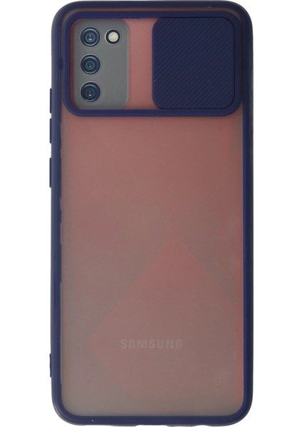 Samsung Galaxy A03S Kılıf Palm Buzlu Kamera Sürgülü Silikon - Lacivert