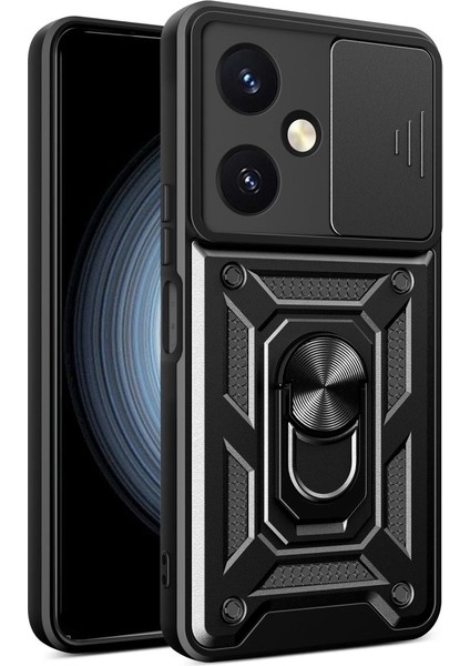 Vivo Y27 Kılıf Pars Lens Yüzüklü Silikon - Siyah