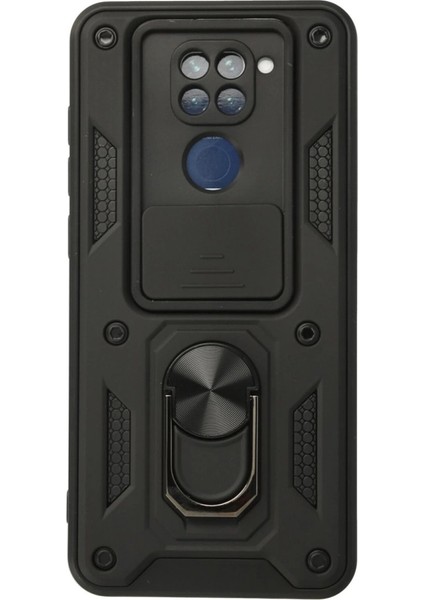 Xiaomi Redmi Note 9 Kılıf Pars Lens Yüzüklü Silikon - Siyah