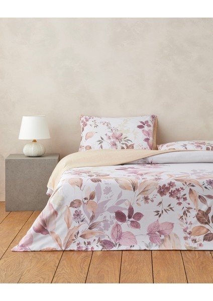 Bright Garden Dijital Baskılı Kolay Ütülenir Tek Kişilik Nevresim Takımı 160X220 cm Pembe - Sarı