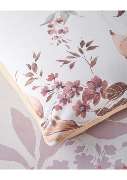 Bright Garden Dijital Baskılı Kolay Ütülenir Tek Kişilik Nevresim Takımı 160X220 cm Pembe - Sarı fırsatları