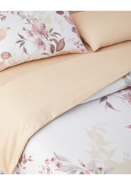 Bright Garden Dijital Baskılı Kolay Ütülenir Tek Kişilik Nevresim Takımı 160X220 cm Pembe - Sarı