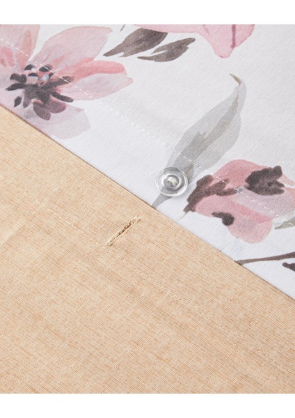 Bright Garden Dijital Baskılı Kolay Ütülenir Tek Kişilik Nevresim Takımı 160X220 cm Pembe - Sarı