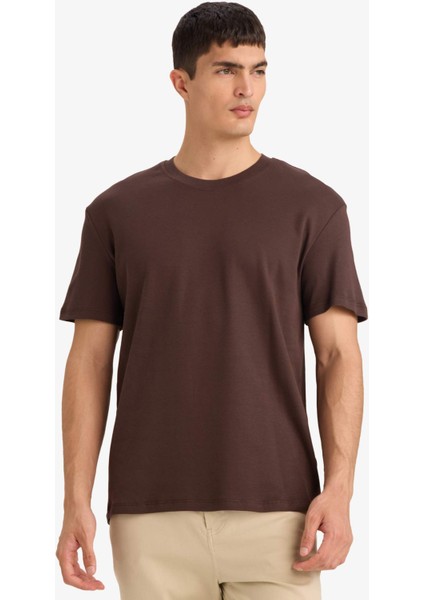 %100 Pamuk Regular Fit Bisiklet Yaka Basic Düz Kısa Kollu Tişört E7961AX25AU modelleri