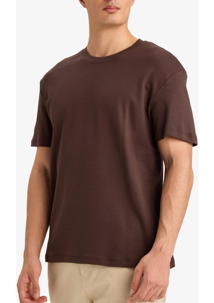 %100 Pamuk Regular Fit Bisiklet Yaka Basic Düz Kısa Kollu Tişört E7961AX25AU fırsatları