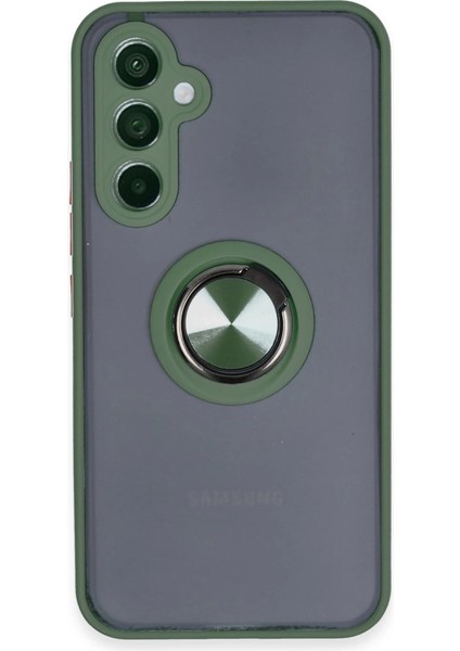 Samsung Galaxy A34 5g Kılıf Montreal Yüzüklü Silikon Kapak - Yeşil
