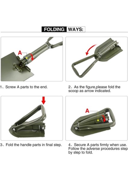 Profesyonel Portatif Katlanabilir Kürek ( Orta Boy 59 cm )