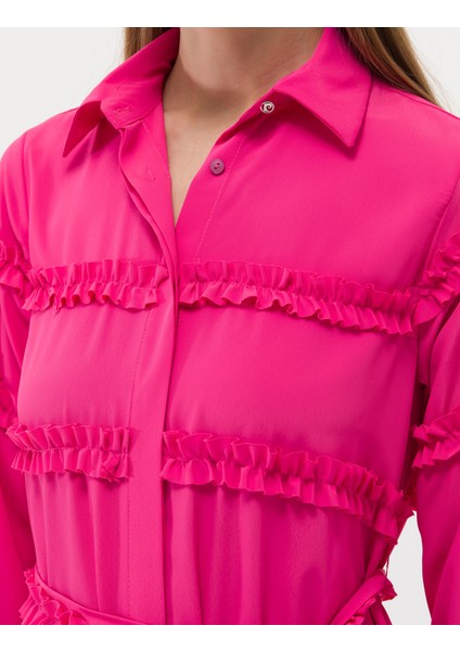 Kadın Fuşya Uzunkollu Elbise 50262953-VR023