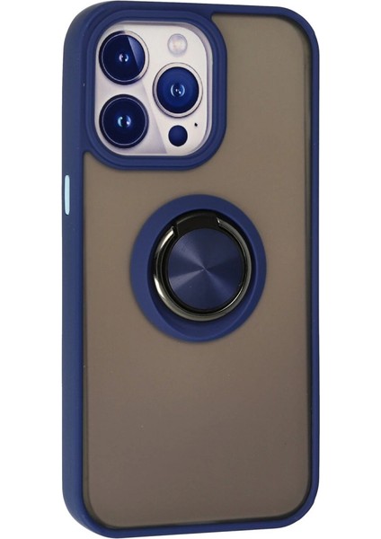 Iphone 15 Pro Max Kılıf Montreal Yüzüklü Silikon Kapak - Lacivert modelleri