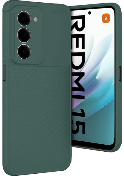 Xiaomi Redmi 15 4g Auto Focus Karbon Kapak - Koyu Yeşil