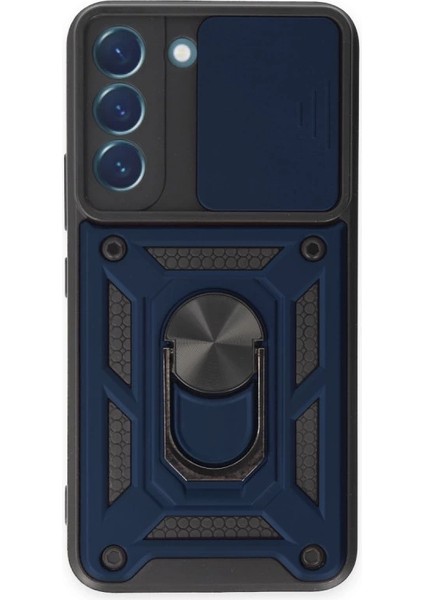 Samsung Galaxy S23 Kılıf Pars Lens Yüzüklü Silikon - Lacivert