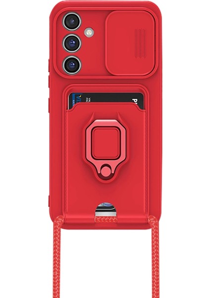 Samsung Galaxy A25 5g Kılıf Zuma Kartvizitli Yüzüklü Silikon - Kırmızı
