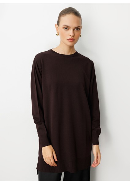 O Yaka Düz Kahve Kadın Tunik M1MZ1030240003 fiyatları