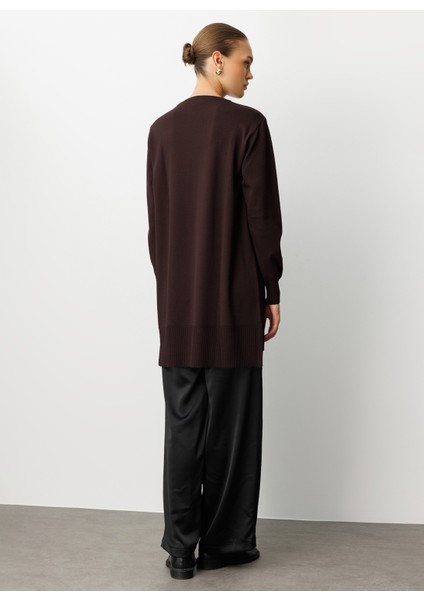 O Yaka Düz Kahve Kadın Tunik M1MZ1030240003 fırsatları