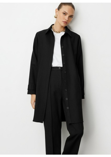 Klasik Yaka Düz Siyah Kadın Tunik M1MZ1030210163
